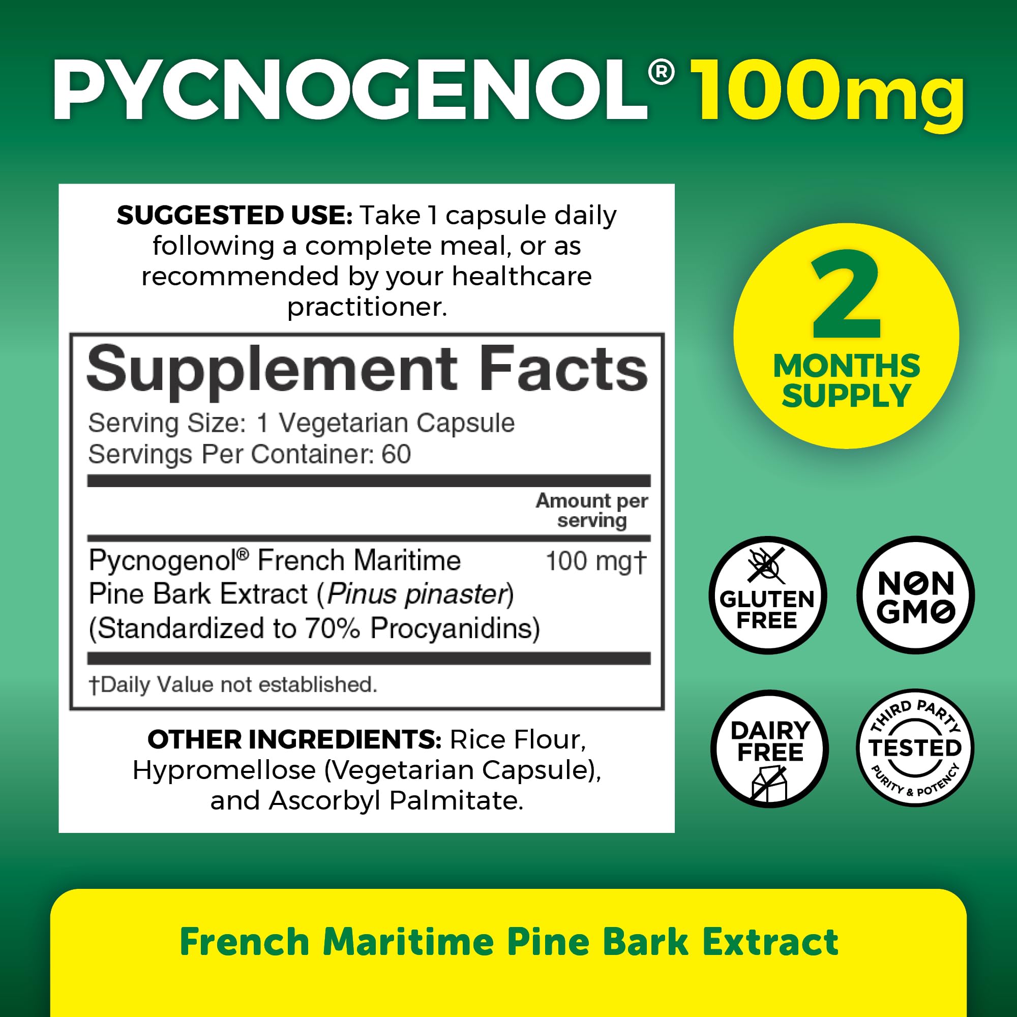 Viva Naturals Pycnogenol emphasizes skin hydration and elasticity in daily use.