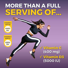 Viva Naturals vitamin C and D3 bottle shows high potency