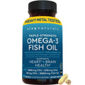 Viva Naturals Triple Strength Omega-3 Fish Oil – 2500 mg (2250 mg Omega-3: EPA 1500 mg, DHA 570 mg, DPA 50 mg), rTG, IFOS Certified, 90 Softgels