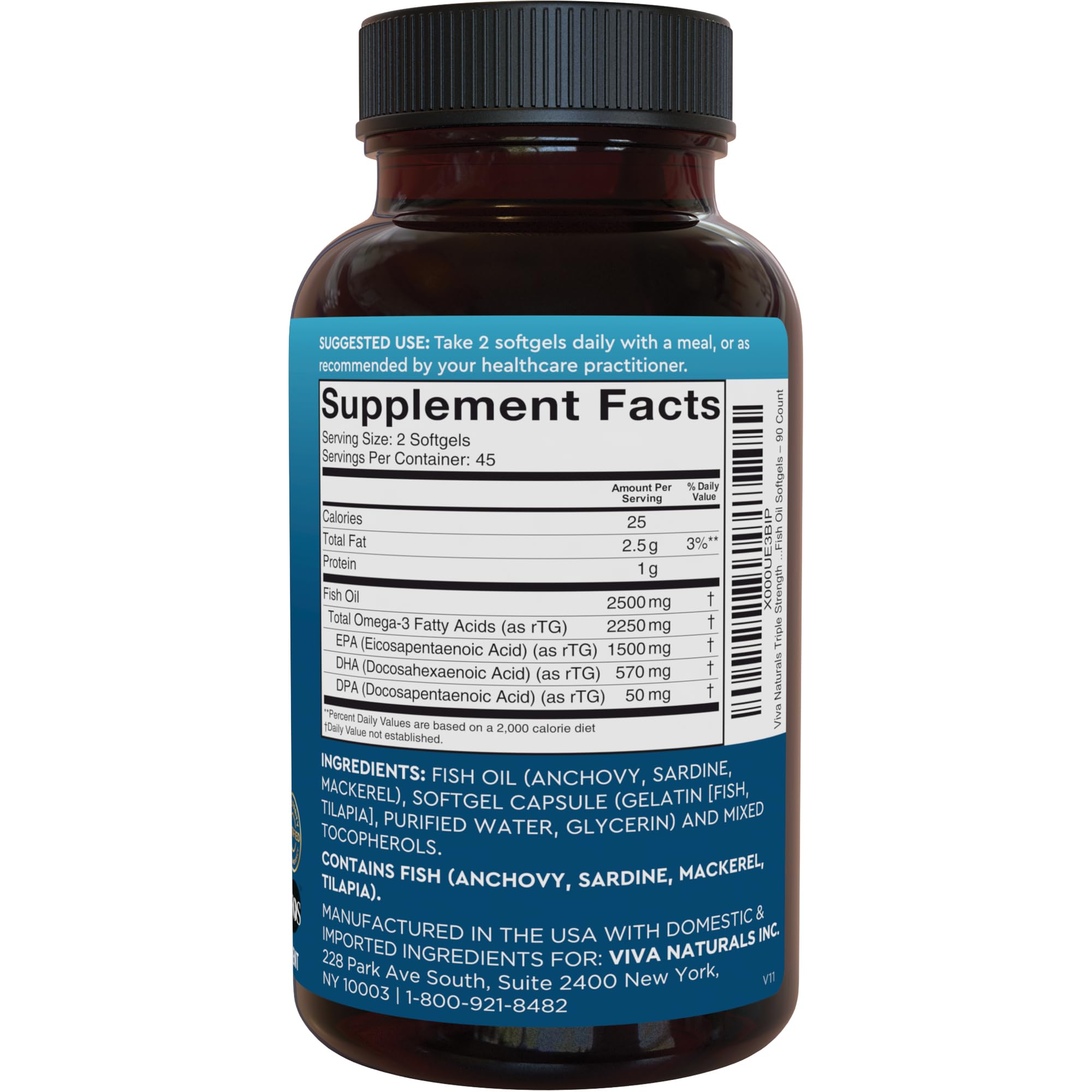 Viva Naturals omega3 IFOS 5-star seal on packaging.