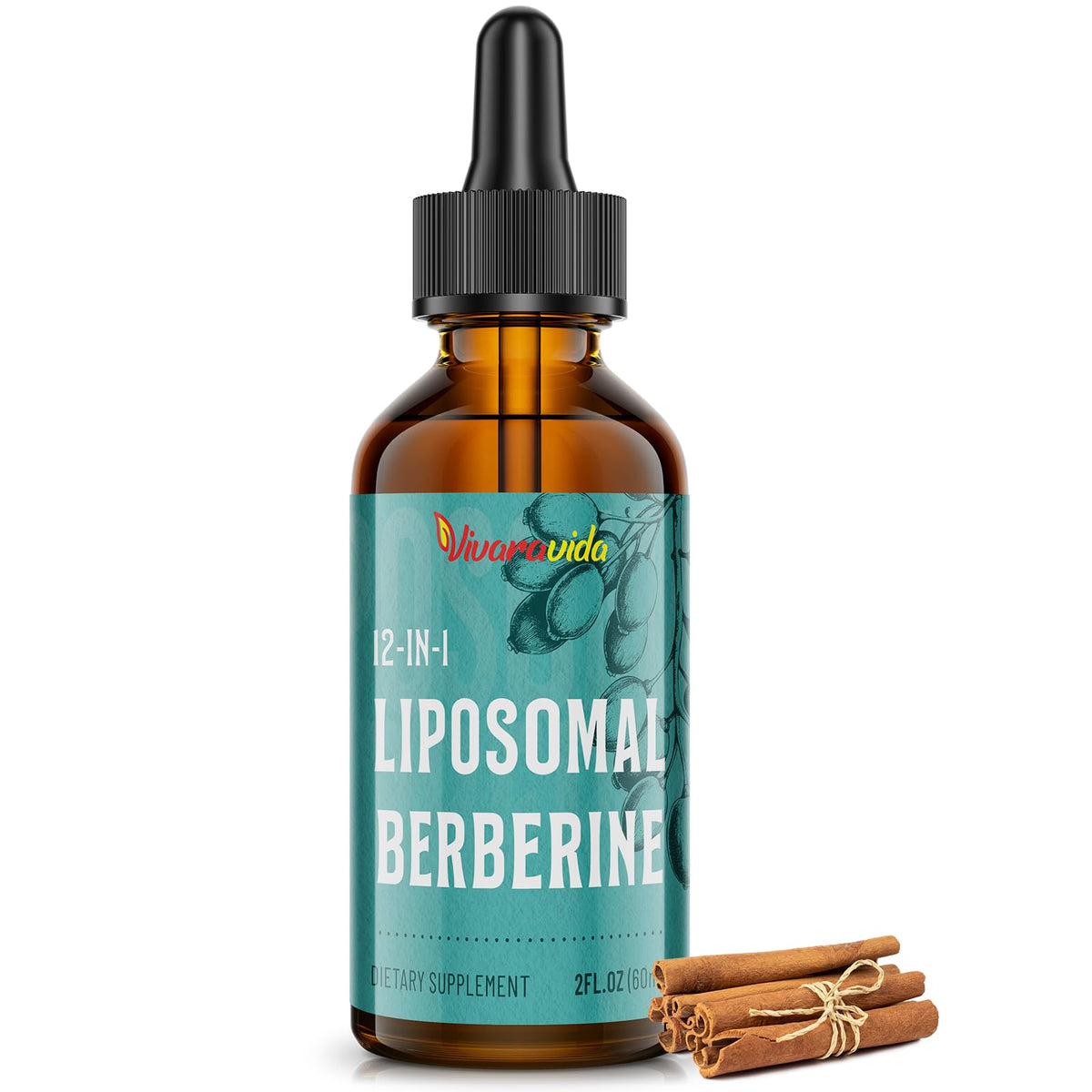 Vivaravida Berberine HCl Drops in an amber bottle for convenient daily use.