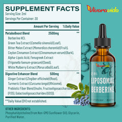 Vivaravida Berberine HCl Drops close-up showing clear droplets for fast absorption.