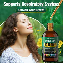 VivaVitalize Mullein Drops liquid in glass shows natural extract.