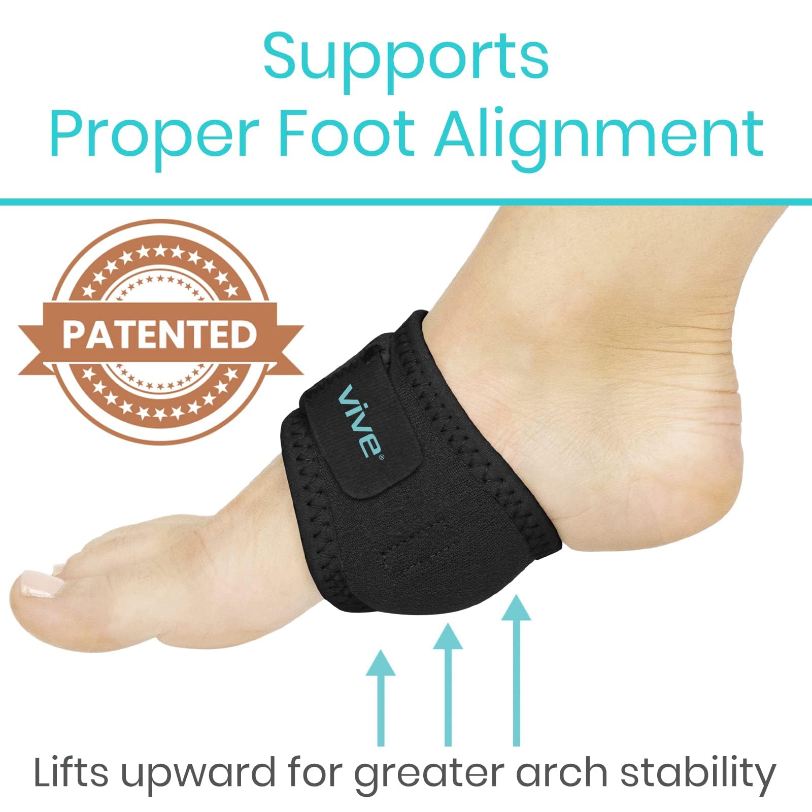 Vive arch support brace in-shoe fit shows discreet design suitable under socks.