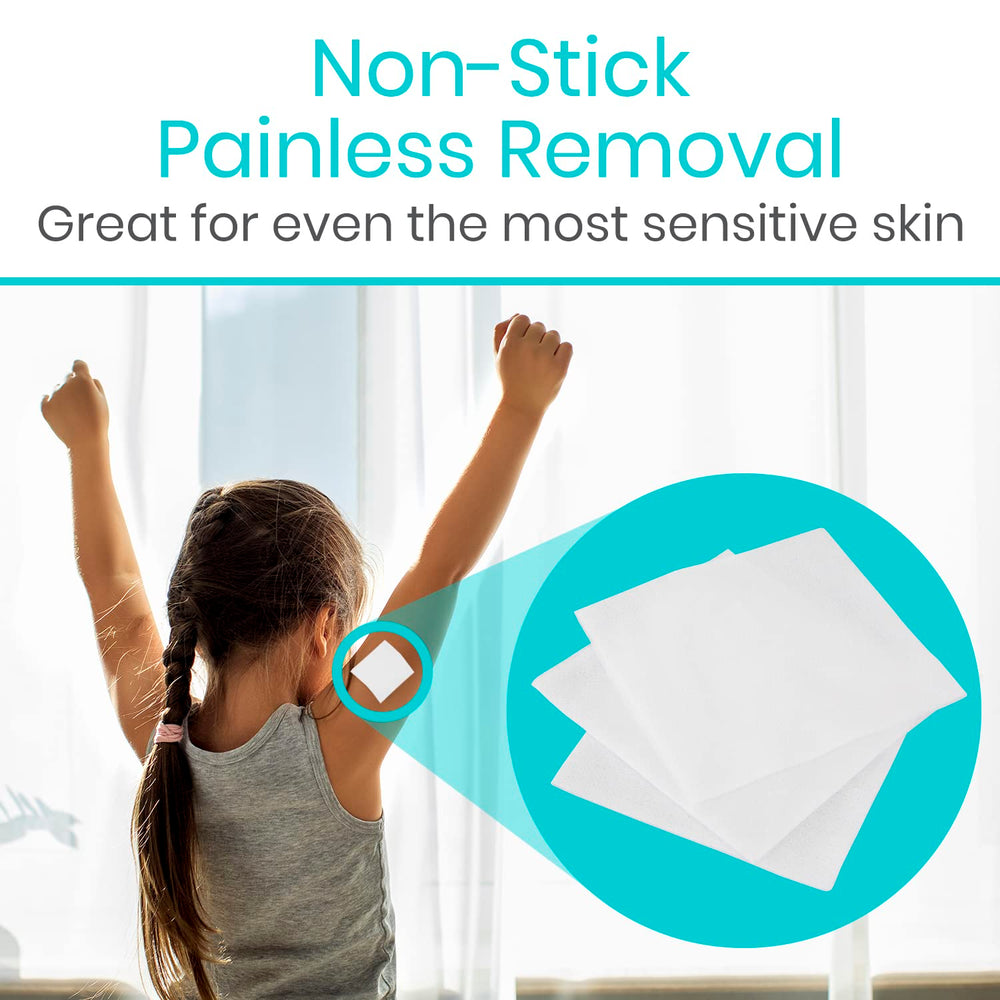 Vive Care 3x3 latex-free gauze pads suitable for sensitive skin.