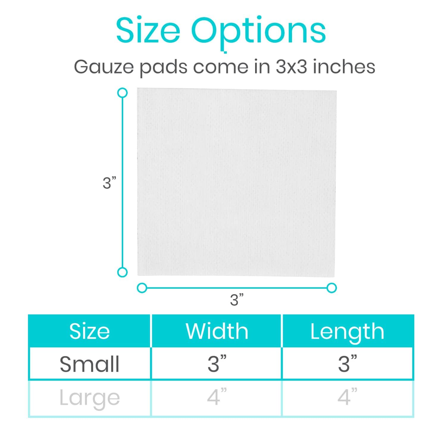 Vive Care 3x3 non-adhesive gauze pads reduce sticking on wounds.