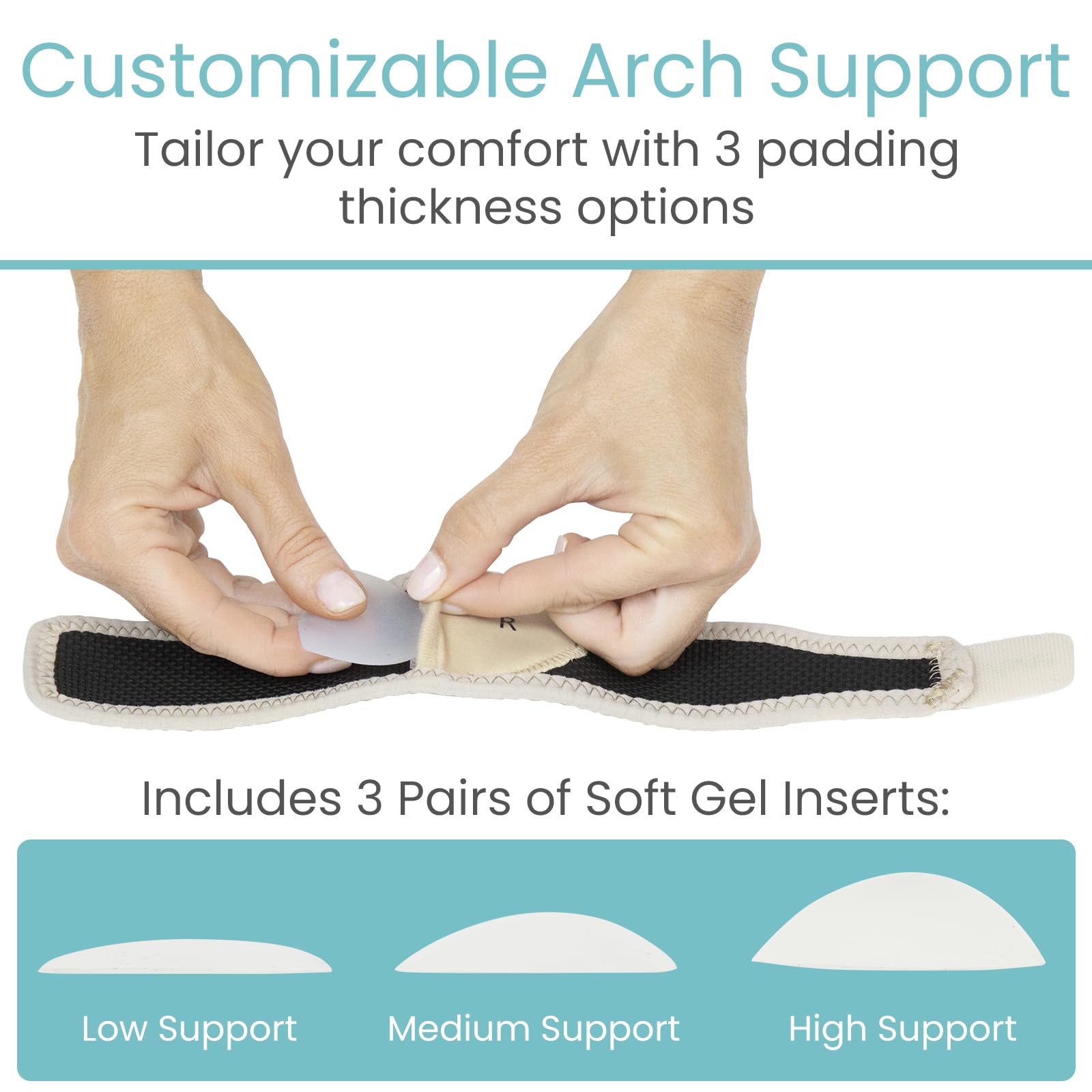 Vive compression strap design supports pronation and stability.