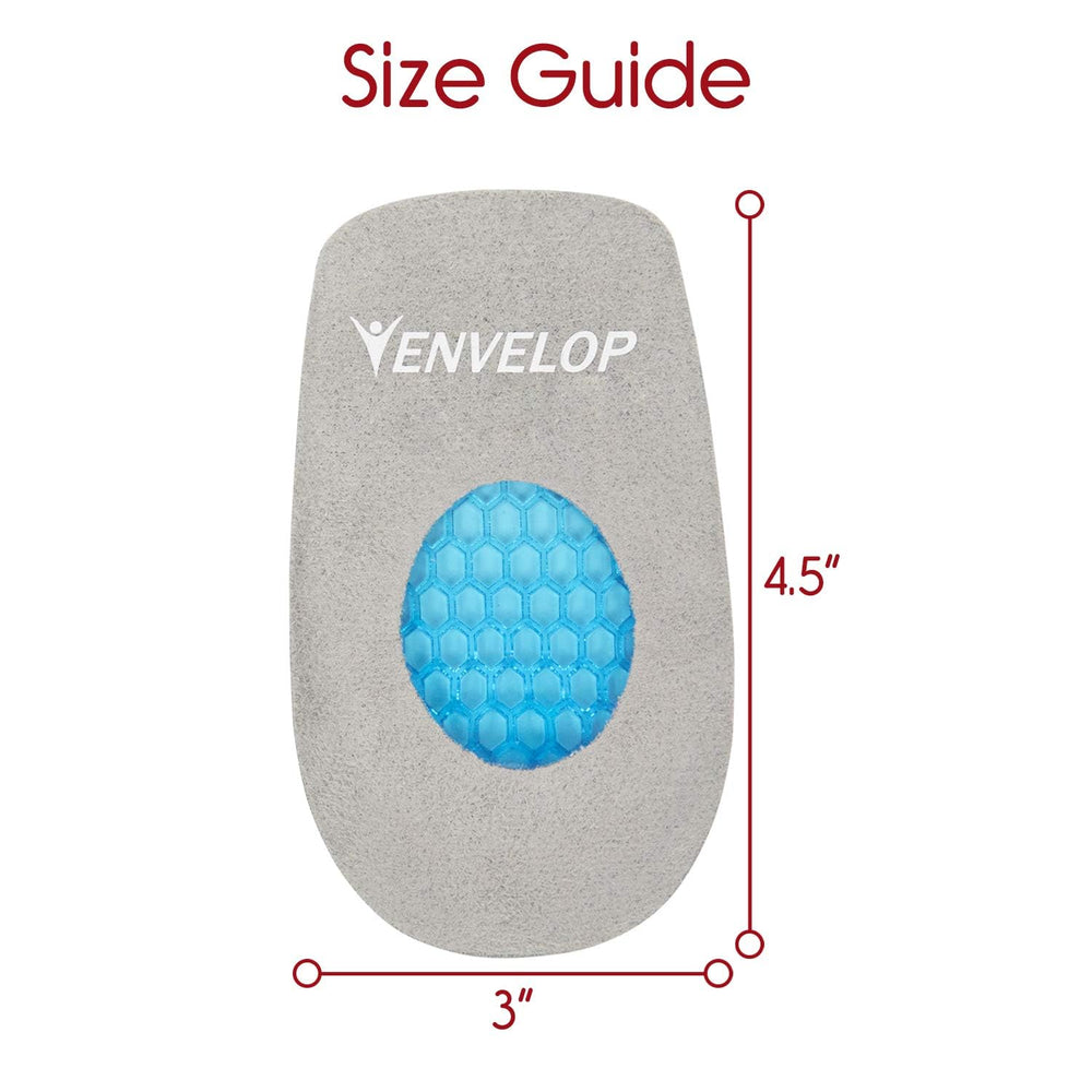 Vive Envelop gel heel cups illustrate improved foot posture during walking.