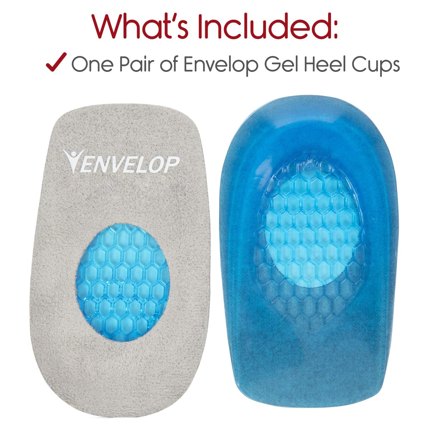 Vive Envelop gel heel cups keep odor-free wear during long days.