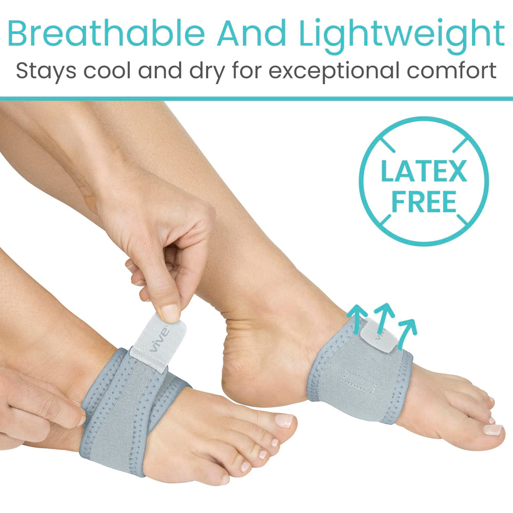 Vive arch brace worn inside most shoes for discreet support.