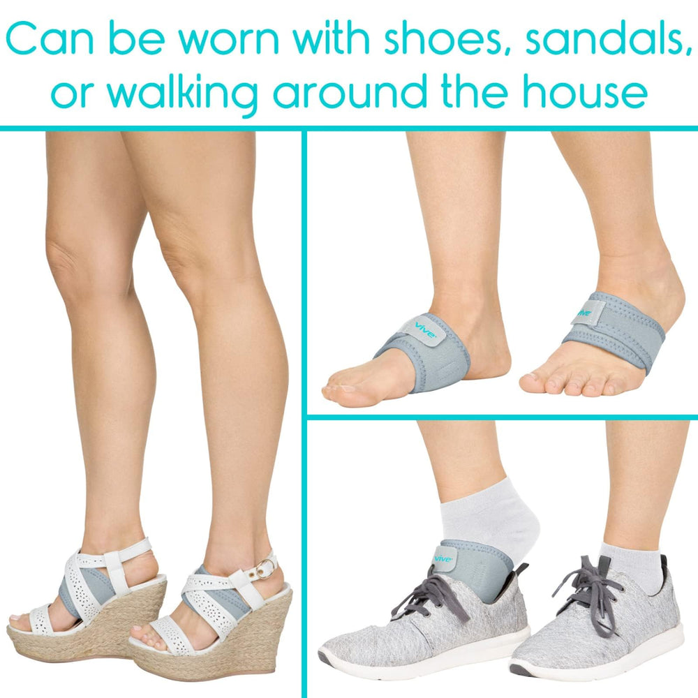 Vive arch brace side view emphasizes slim profile fitting in shoes.
