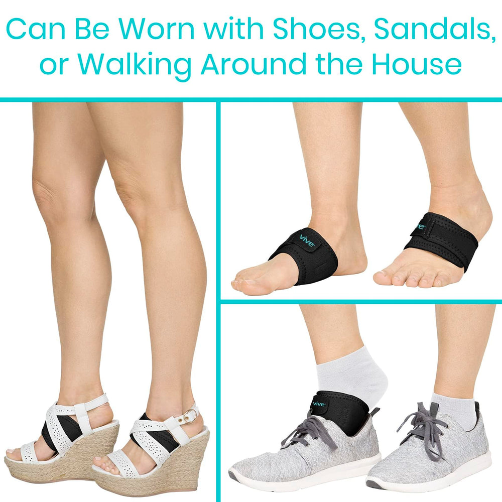 Vive Foot Arch Support Brace lightweight breathable material keeps feet cool.