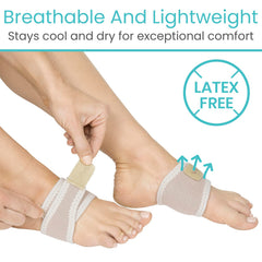Vive Foot Arch Support Brace worn inside a shoe during daily activities.