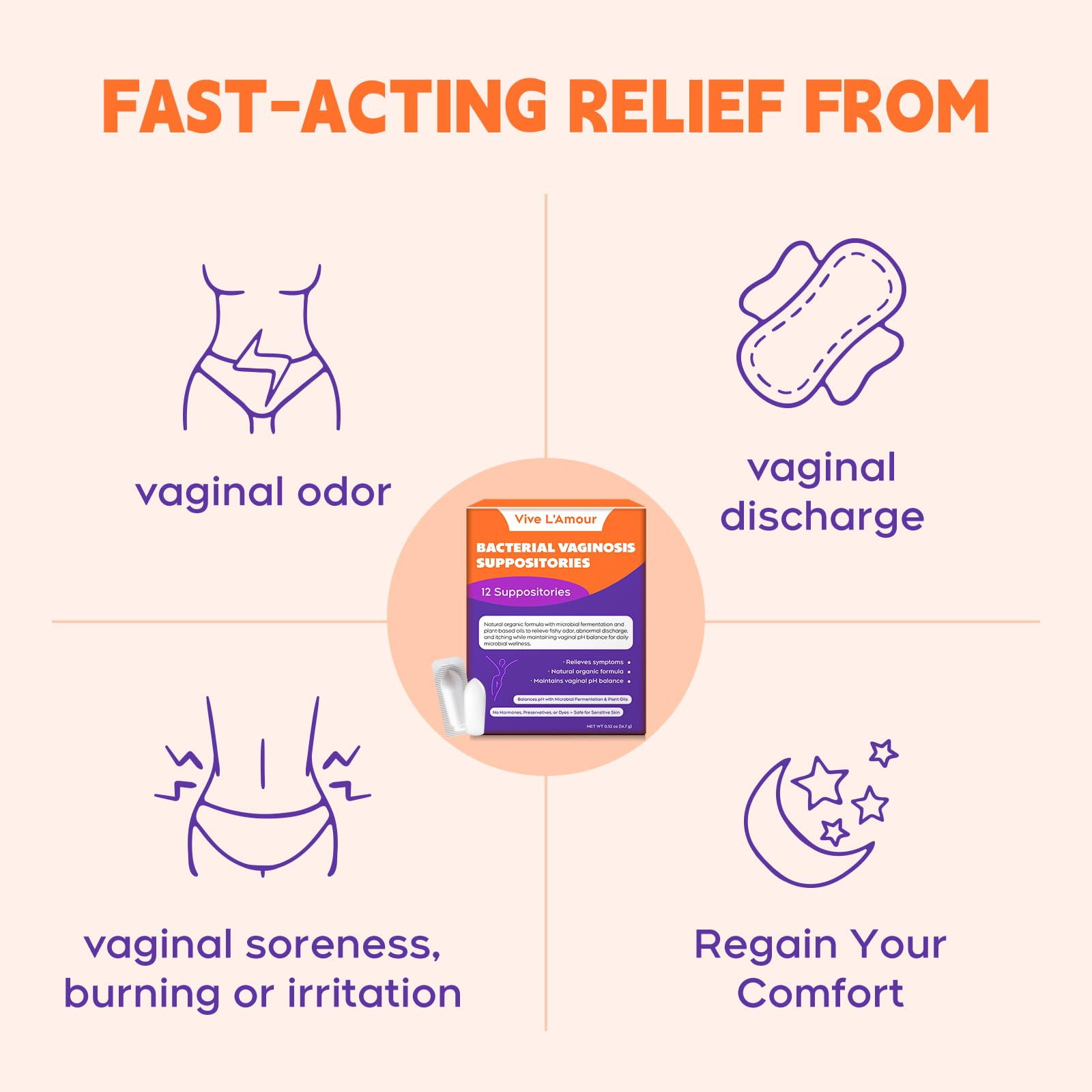 Vive L'Amour overnight-dissolving tablets deliver comfort by morning.