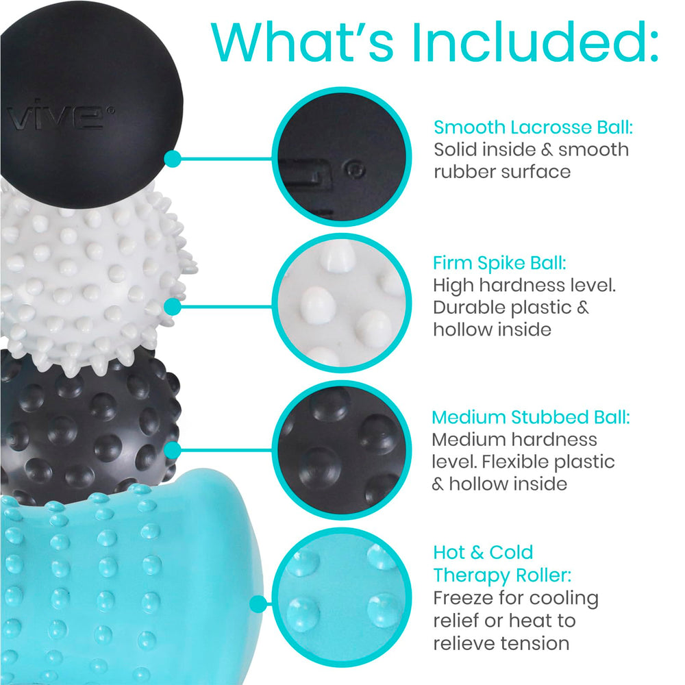 Vive Massage Ball Set studded firm delivers deeper trigger point massage.