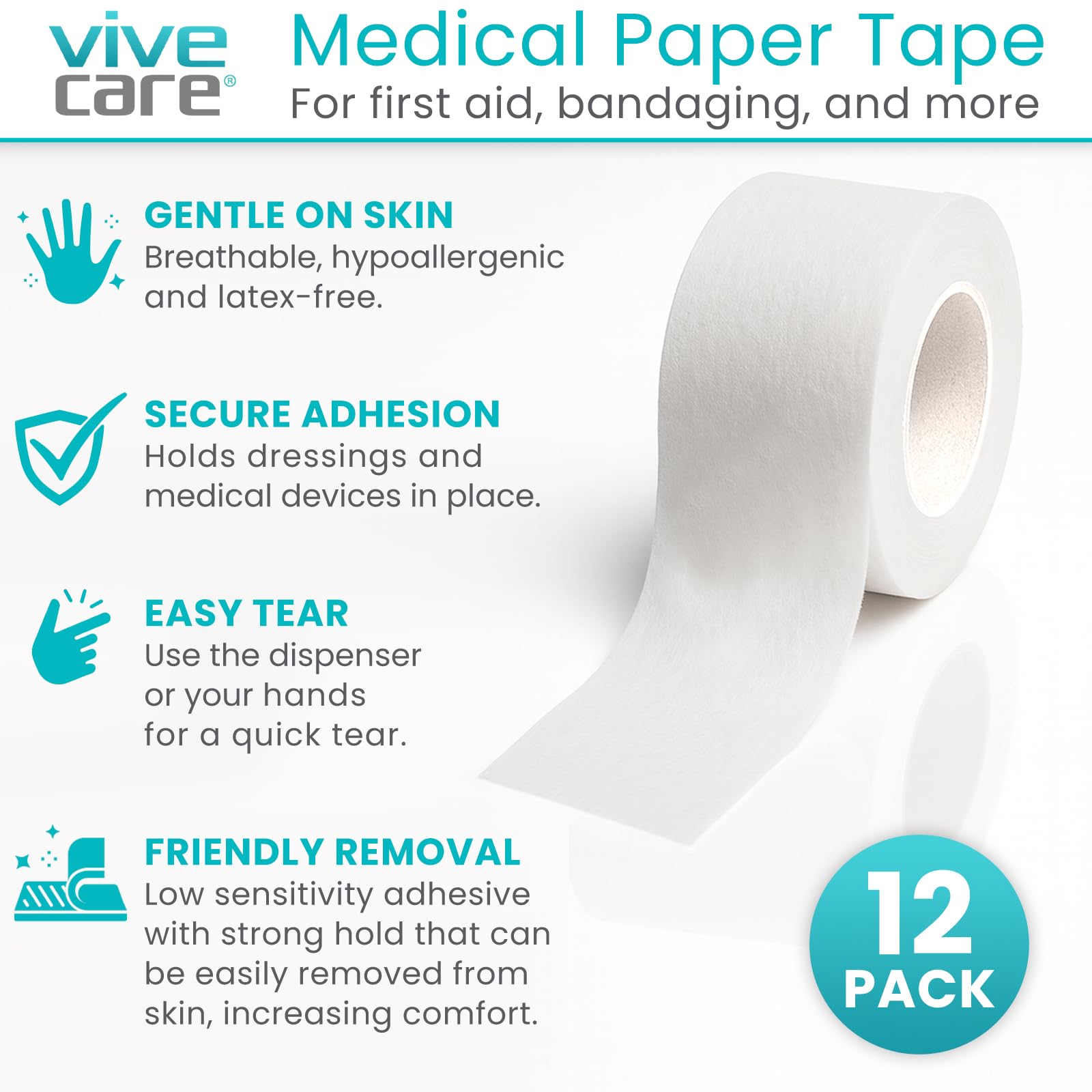 ViveCare secure-hold tape keeps dressings in place with gentle removal