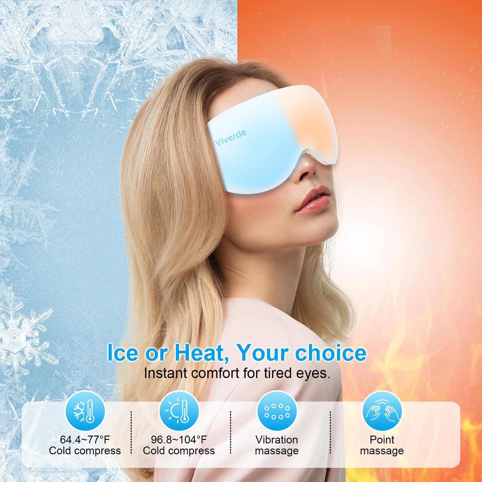 Viverde Eye Massager folded for travel, highlighting portability for on-the-go use.