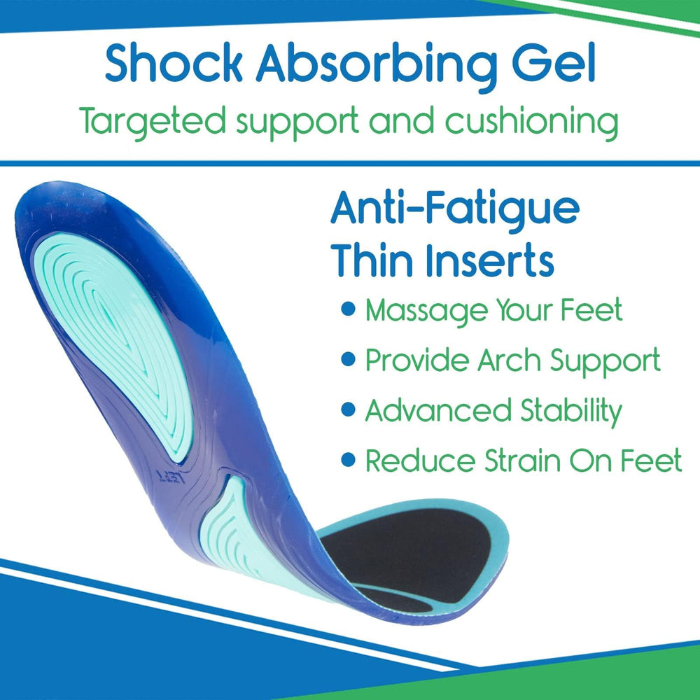 ViveSole gel insole with a stable heel cup for impact protection.