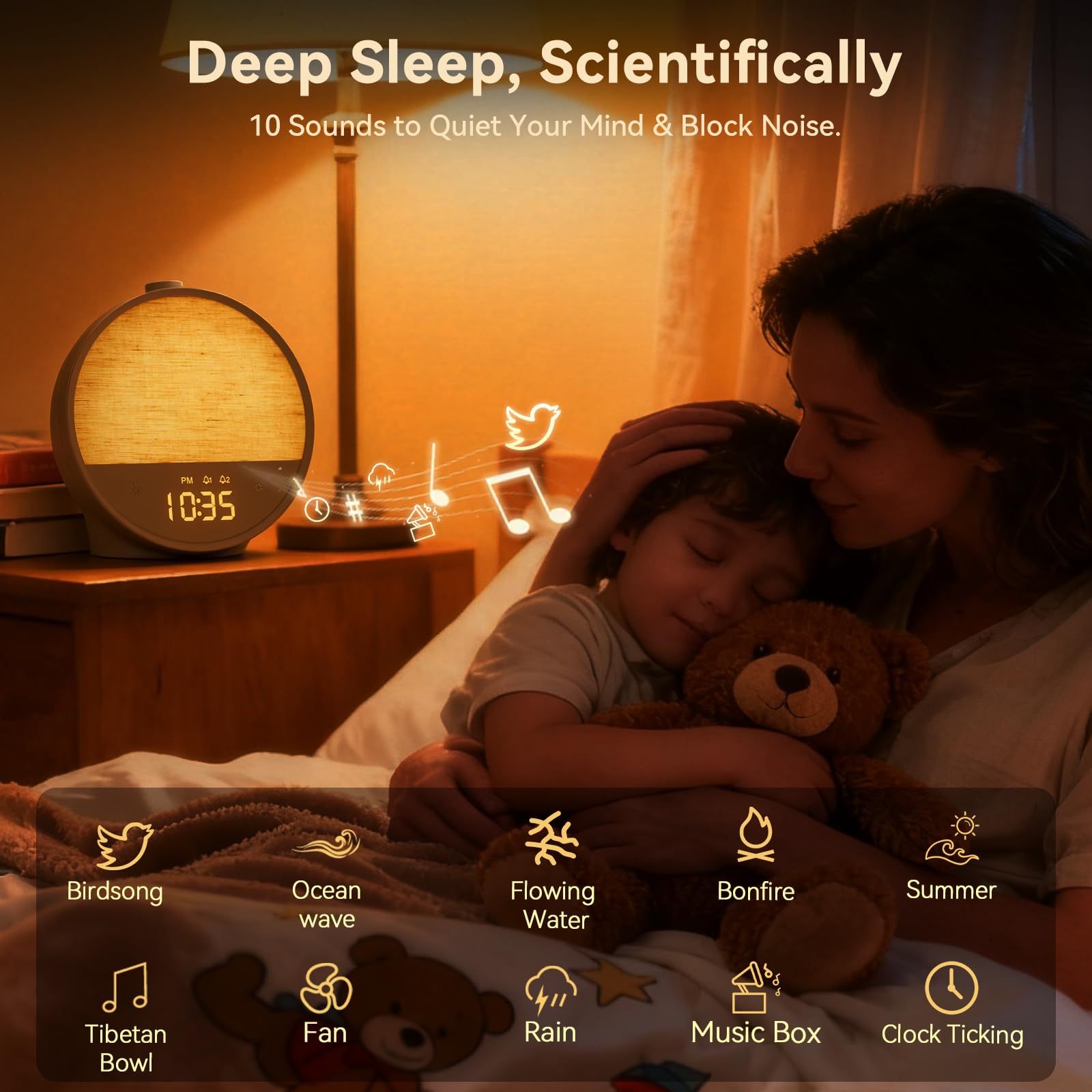 Vivilumens Sunrise Alarm Clock natural sounds for calm focus