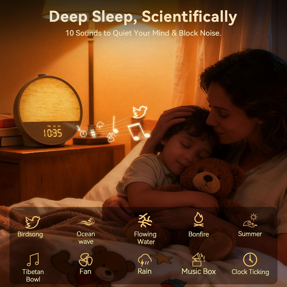 Vivilumens Sunrise Alarm Clock natural sounds for calm focus