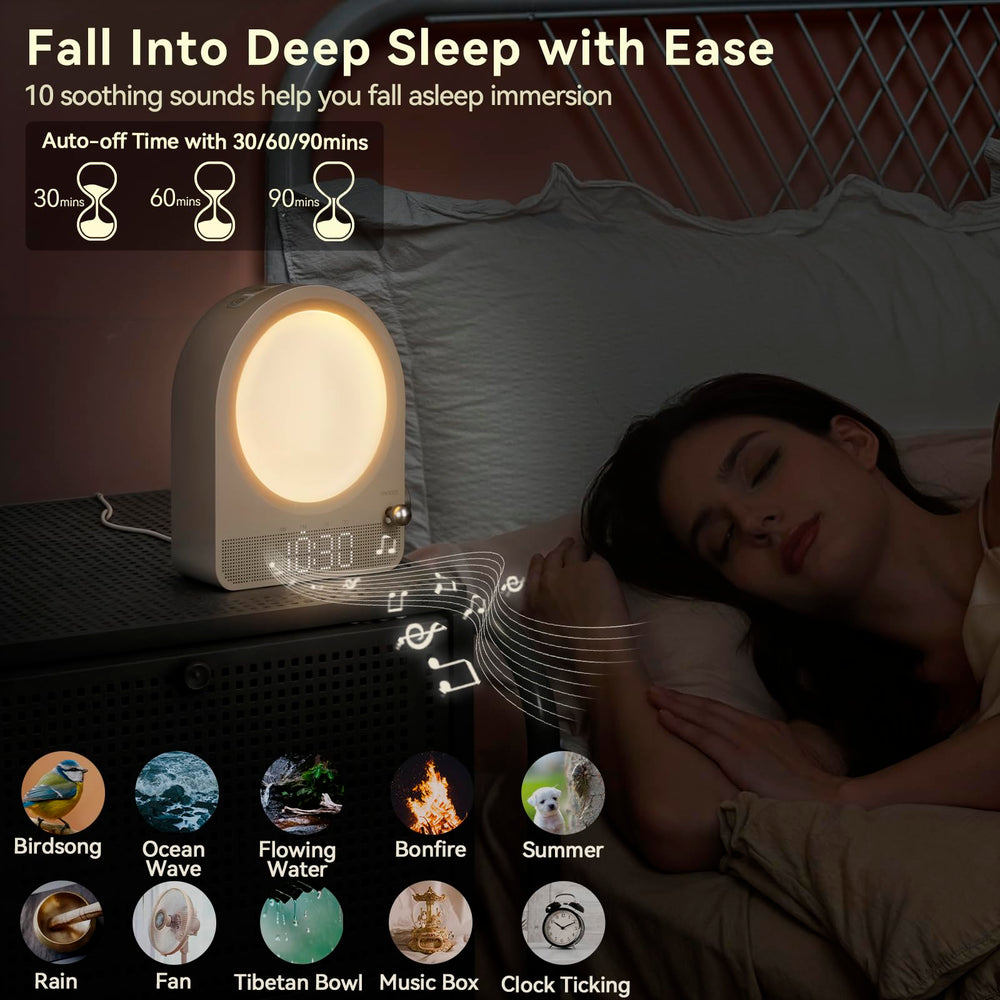 Vivilumens white noise sounds provide peaceful sleep routines.