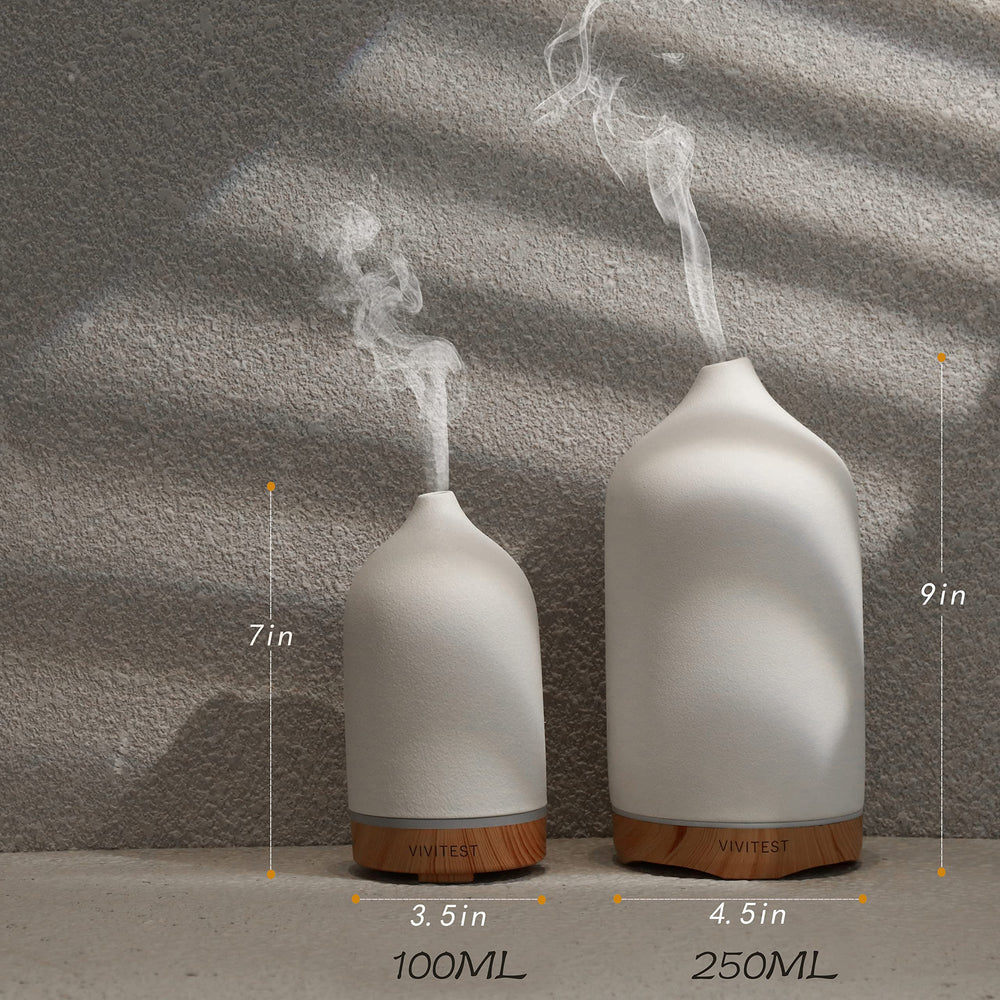 VIVITEST diffuser with LED color cycle showing mood-enhancing lighting