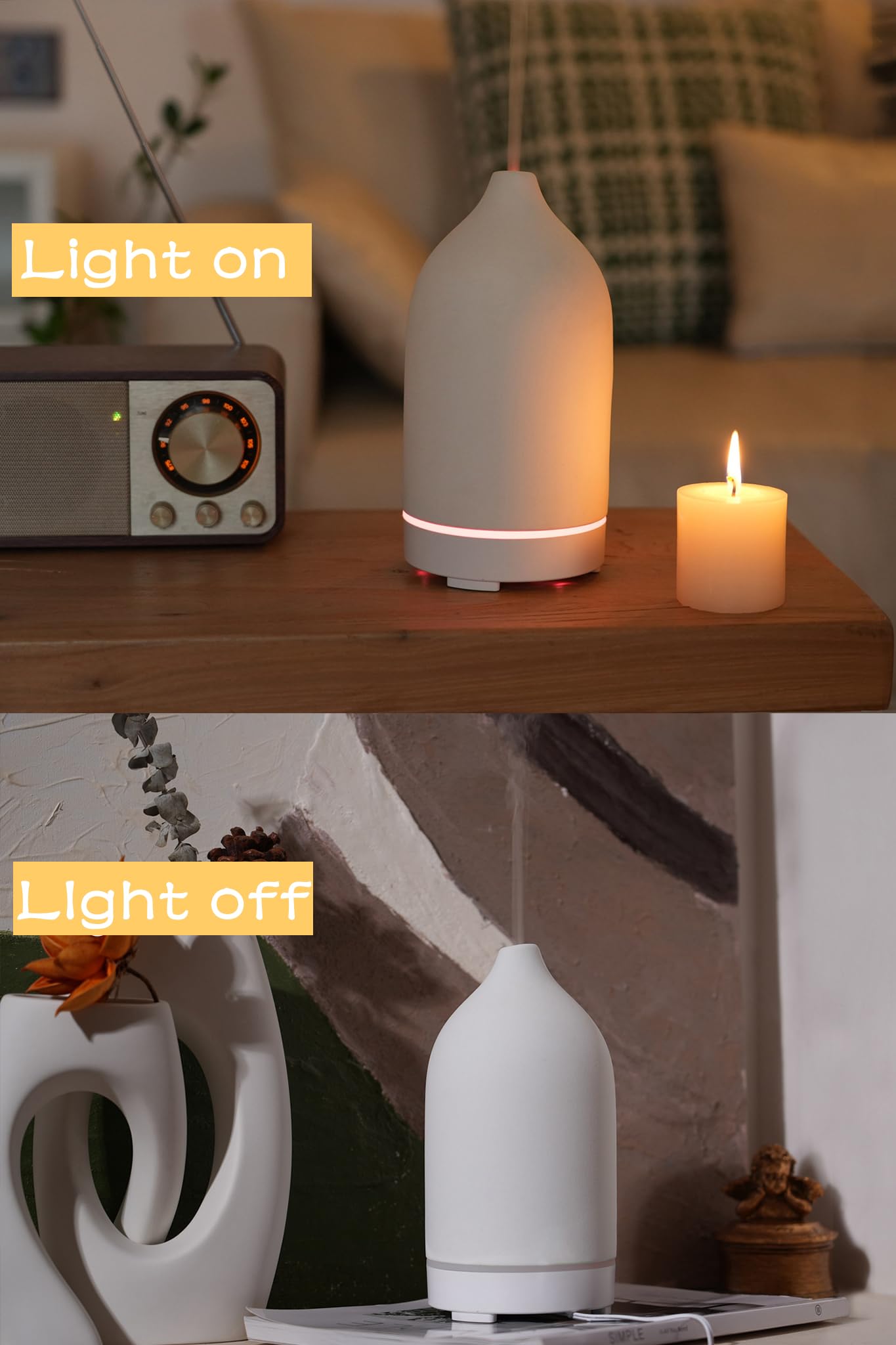 VIVITEST Stone Diffuser 200ml water tank visible for long sessions