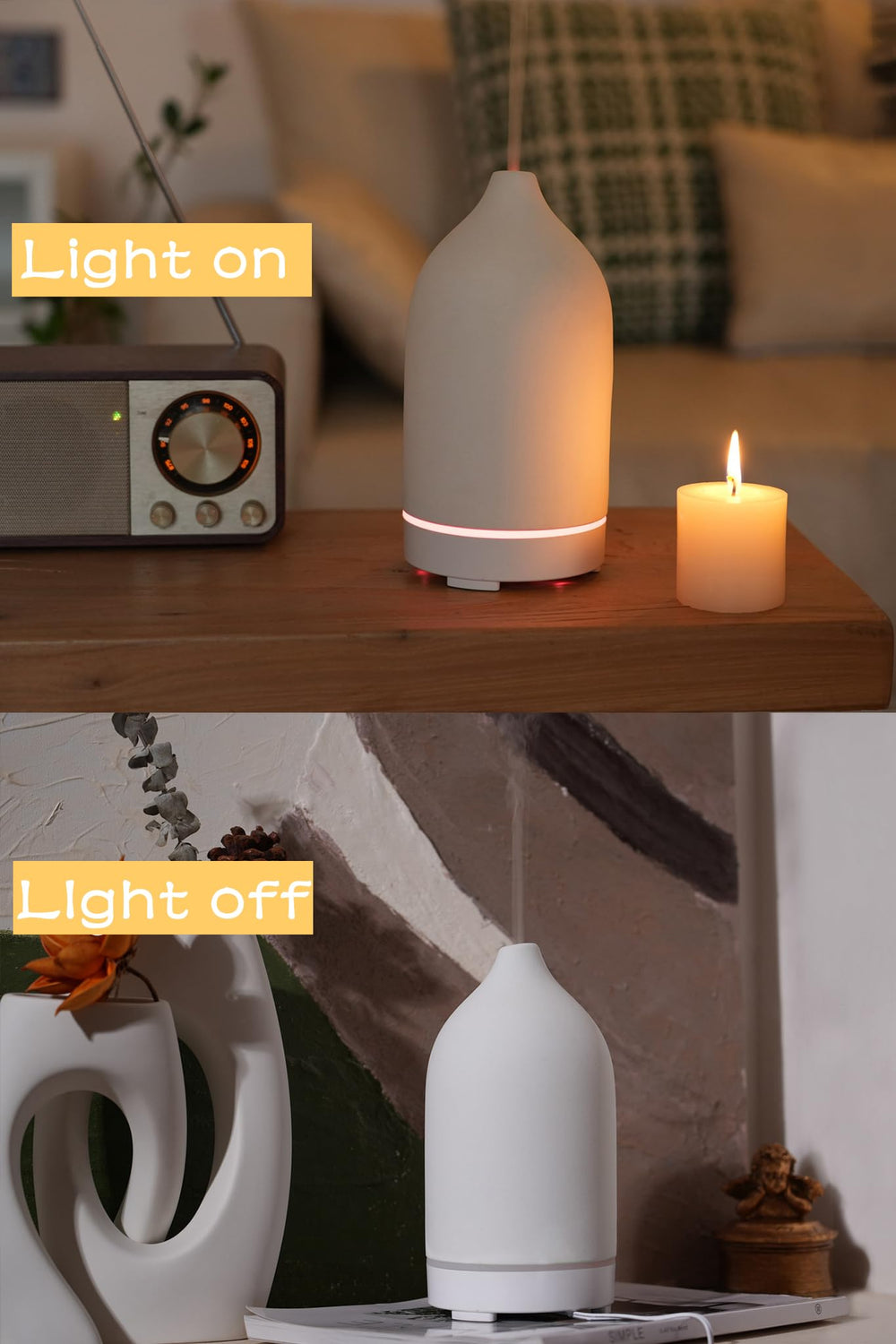 VIVITEST Stone Diffuser 200ml water tank visible for long sessions