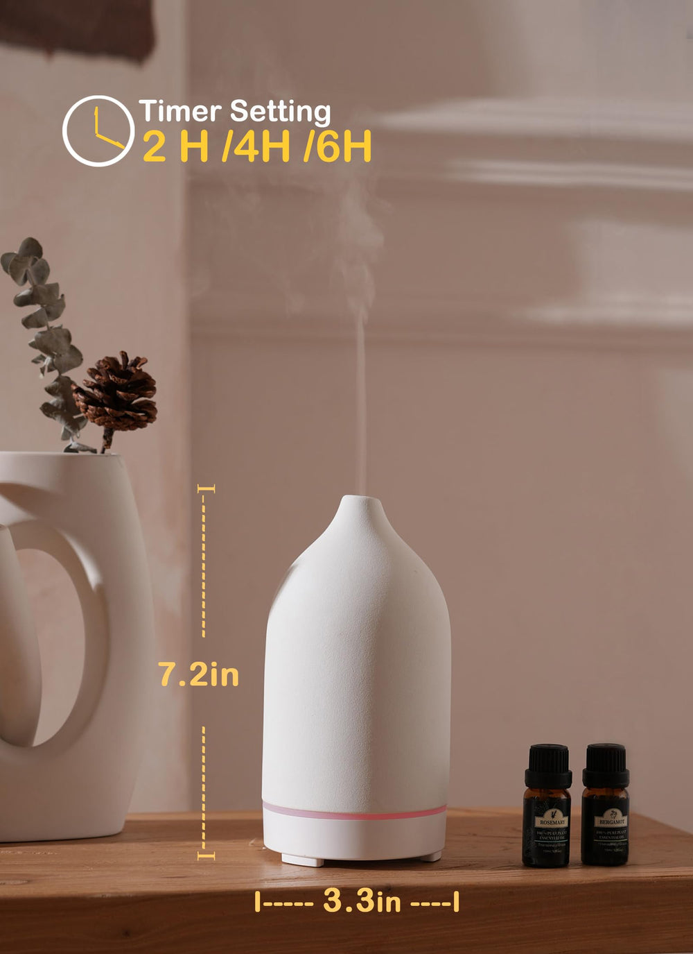 VIVITEST Stone Diffuser with LED ambience light for mood setting