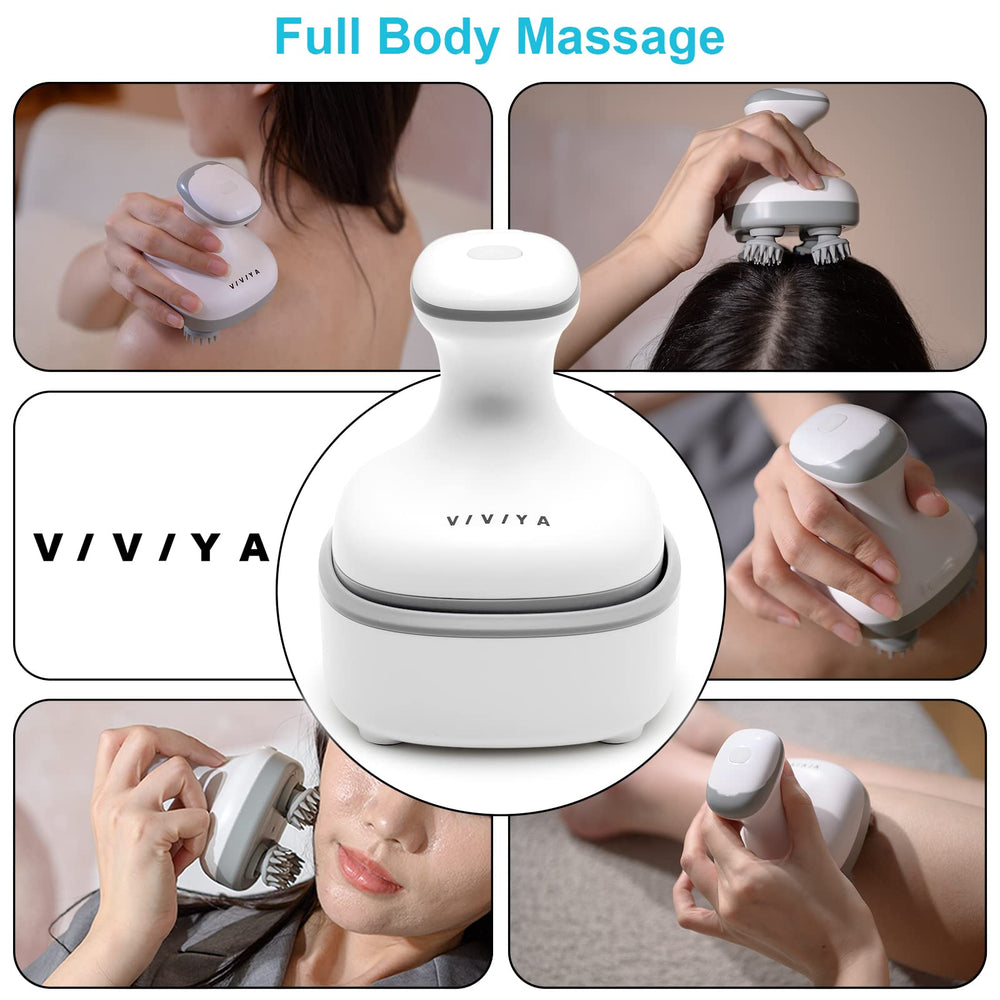 VIVIYA Silicone head with 360-degree rotation for gentle skin contact.