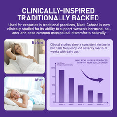 VIVI Youth Menopause bottle dispense shows easy daily intake for steady mood.
