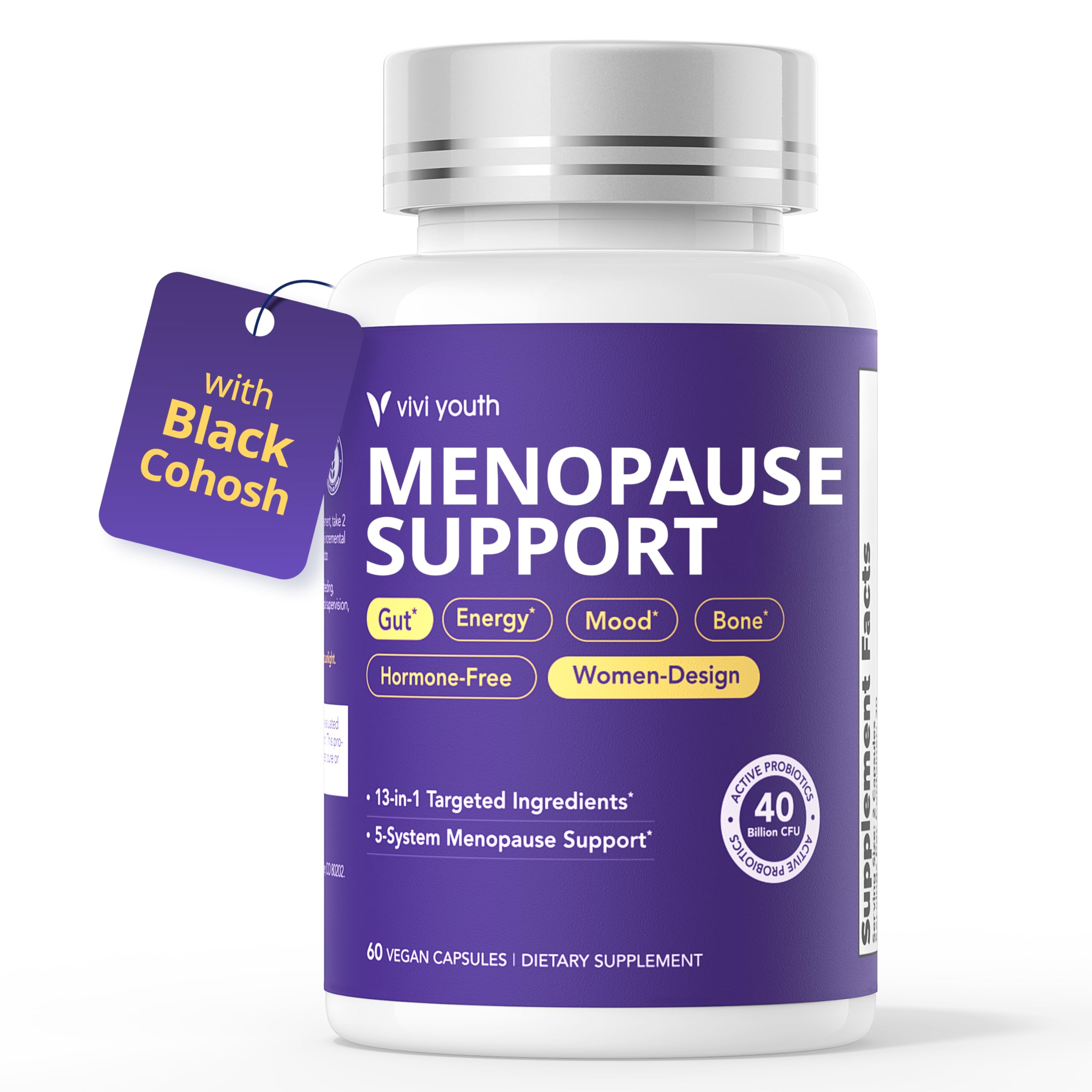 VIVI Youth Menopause bottle front shows daily comfort support.