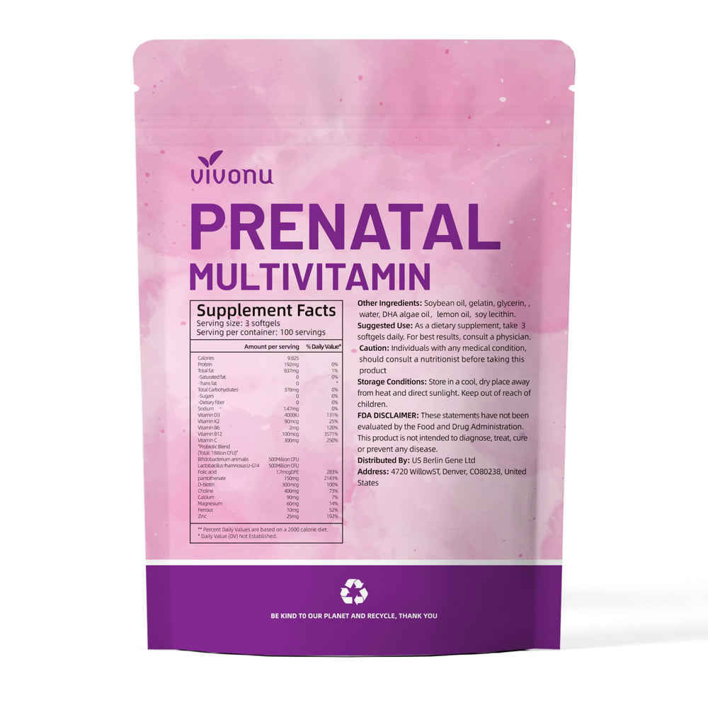 VivoNu 100-day supply packaging makes prenatal care convenient.