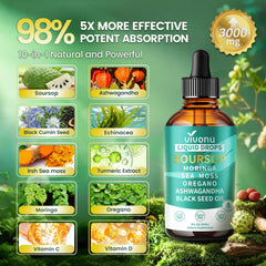 VivoNu Ashwagandha-Moringa-Sea Moss ingredients label showcases a multi-herb blend for daily vitality.