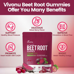 VivoNu Beet Root Gummies berry flavor close-up for on-the-go energy