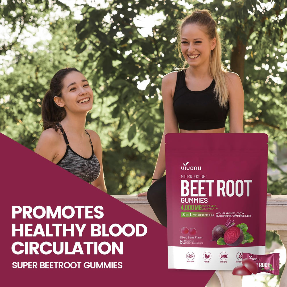 VivoNu Beet Root Gummies on-the-go bottle for travel-friendly wellness