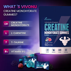 VivoNu Creatine Gummies closeup texture shows chewy consistency