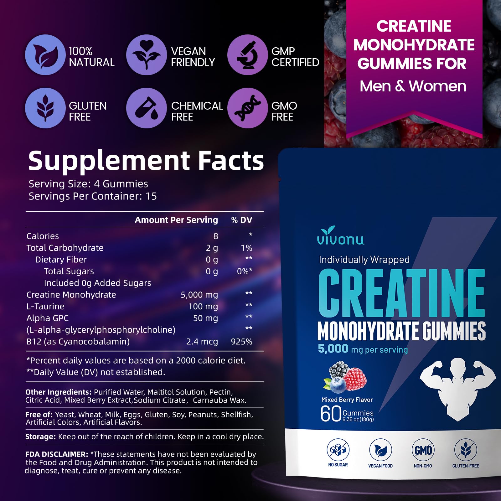 VivoNu Creatine Gummies on-the-go use for training sessions
