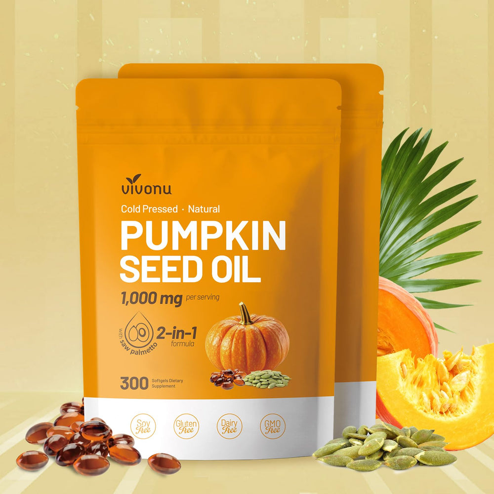 VivoNu Organic Pumpkin Seed Oil bottle for daily wellness support.