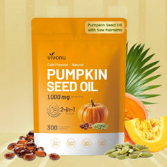 VivoNu pumpkin seed oil softgels bottle for everyday wellness and essential fatty acids.