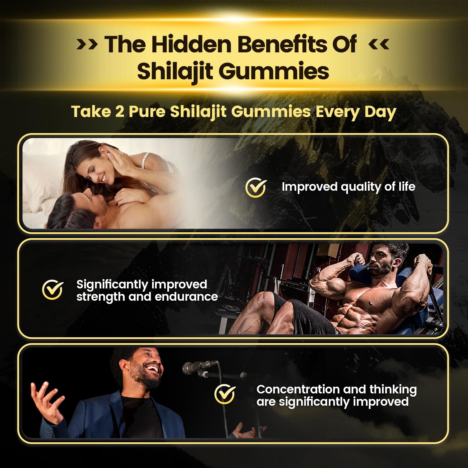 VivoNu Shilajit Gold Gummies packaging display on shelf