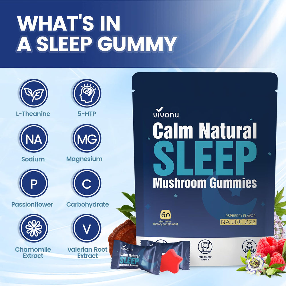 VivoNu Sleep Gummies bottle open with two gummies ready to unwind
