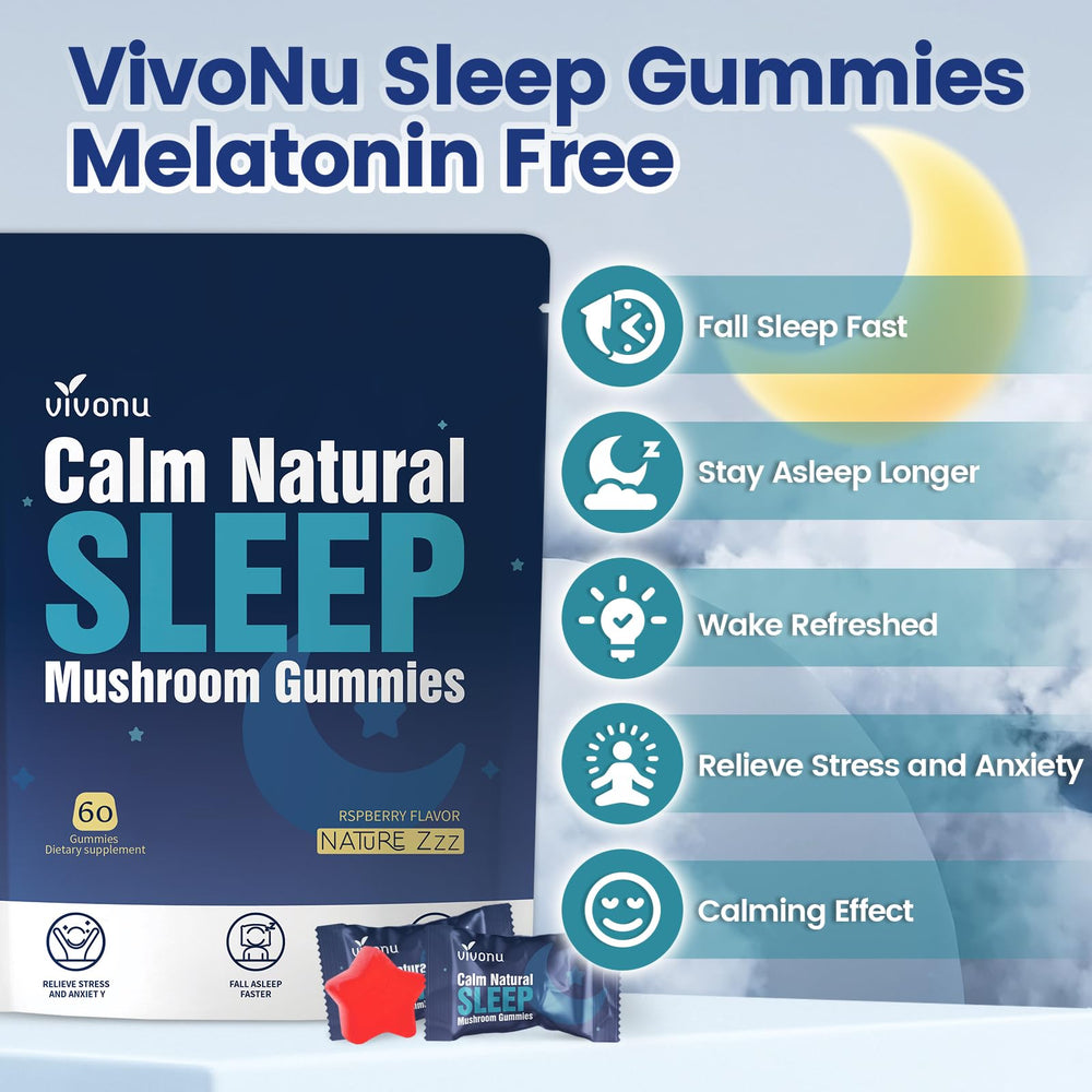 VivoNu Sleep Gummies closeup of raspberry-flavored gummies for easy nightly routine