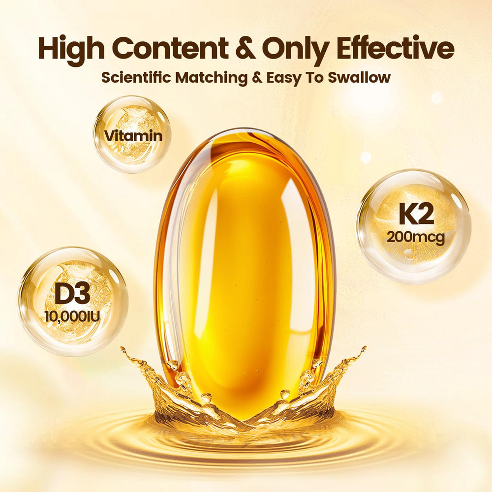 VivoNu D3 K2 softgels being poured for daily use.