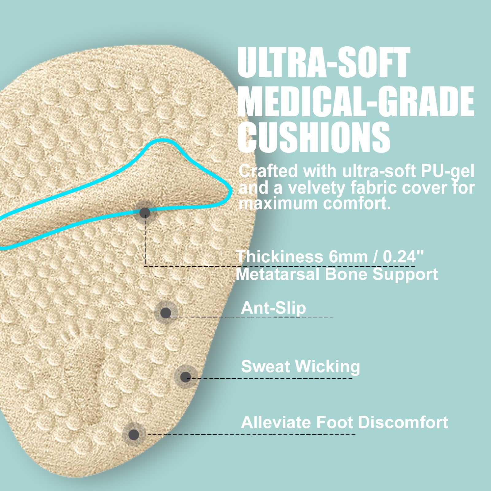 Viybtue shoe cushions for women with suede finish, breathable and anti-slip