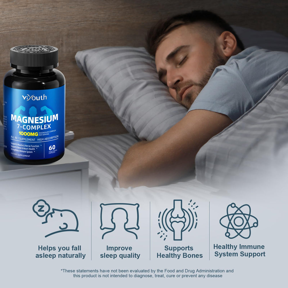 VIYOUTH Magnesium 7 Complex dosage instructions on the bottle
