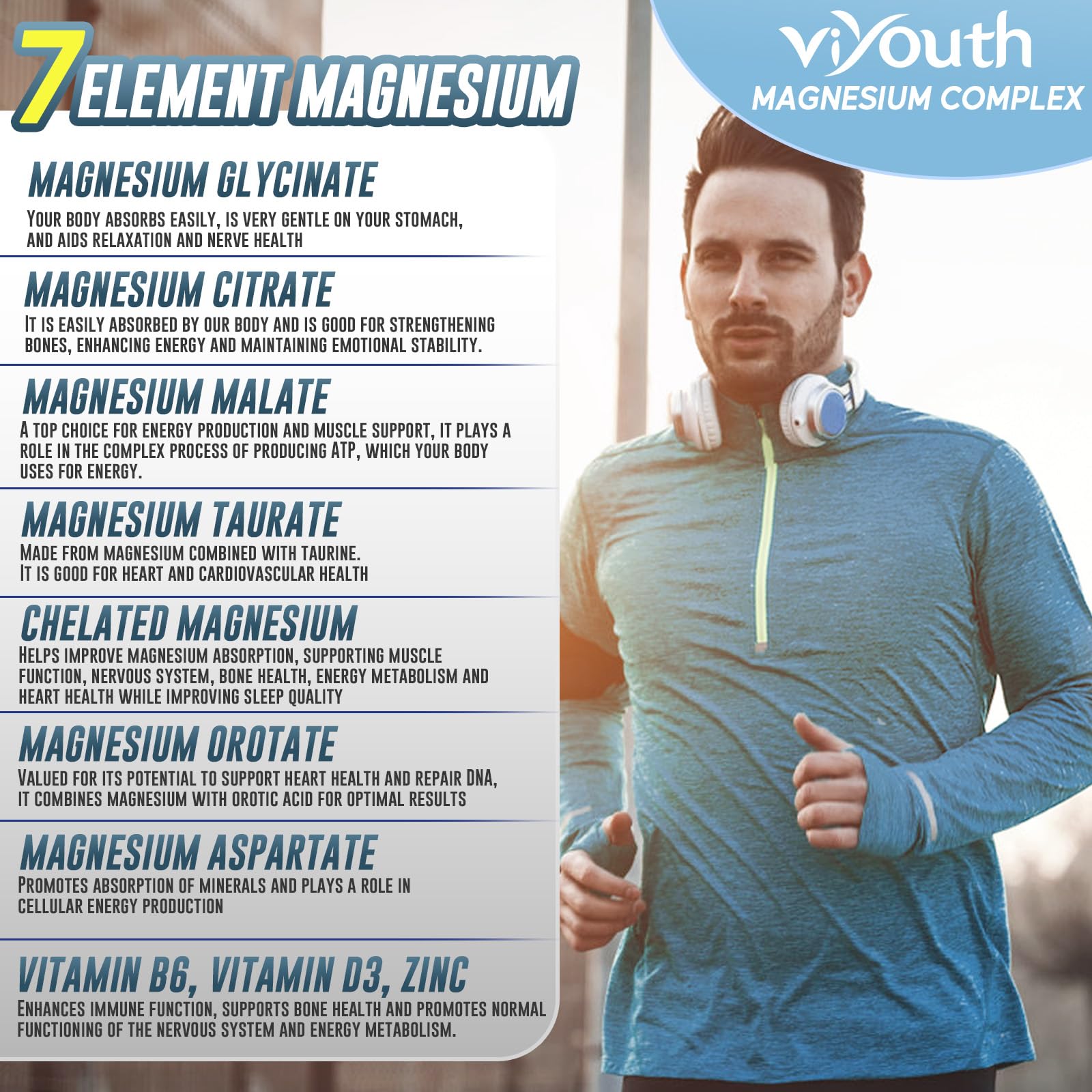 VIYOUTH Magnesium 7 Complex label close-up showing seven magnesium forms