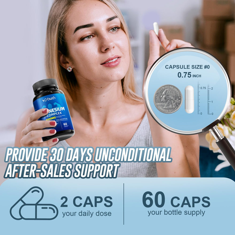 VIYOUTH Magnesium 7 Complex serving with glass of water for daily use