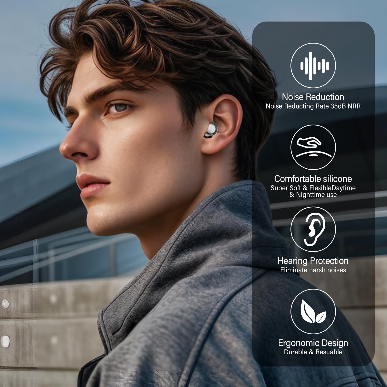 VKROBAG earplugs silicone body designed for flexible, skin-friendly wear