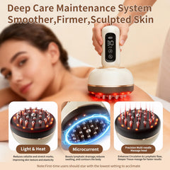 VLGOEM Lymphatic Drainage Massager belly massage demonstrates core relaxation and smoother skin.